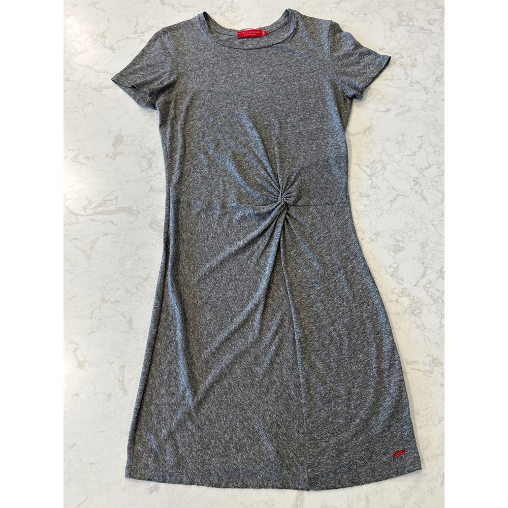 n:PHILANTHROPY Heather Gray Twist Front T-Shirt Dress Minimalist Quiet Luxury S